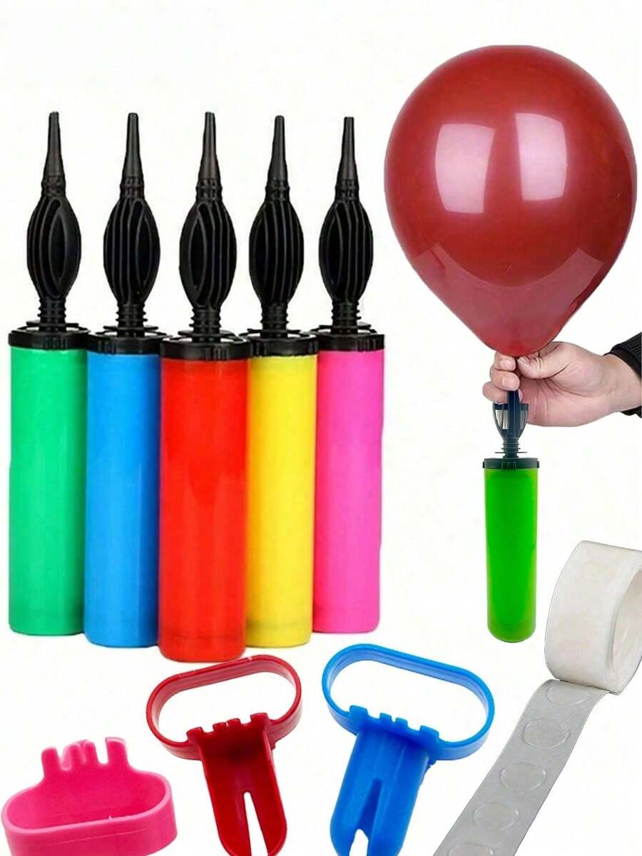 3pcs Manual Balloon Pump (Random Color), Suitable For Weddings, Birthdays, New Year, Parties, Halloween, Thanksgiving And Christmas And Other Occasions.
