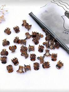 40pcs Amber Mini Hair Clips With Storage Jar, Strong Grip, Suitable For Buns And Bangs, Multi-Functional Hair Accessories - Multicolor - View 3