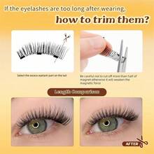 1/2 Pairs Magnetic False Eyelashes Set With Professional Applicator Tweezers, Reusable Glue-Free Cartoon Style Natural Long Fluffy Soft Synthetic Lightweight Eye Makeup Tool, Suitable For Beauty, Travel, Party, Holiday And Rave Makeup - Multicolor - View 9