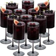 1/2/8/12/24pcs Champagne Glasses 10oz Large Size Reusable Wedding Toasting Stemware Water Cups Wine Glasses Suitable For Weddings Christmas - Semi-transparent Black - View 7