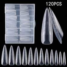 120pcs Flat Gel Nail Art Molds, Almond & Straight Shape, Built-In Pointed Tip, Double-Ended Design, Reusable, Pre-Set French Line, Suitable For Nail Salon & Home DIY Nail Art - Multicolor - View 9