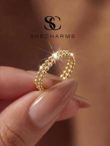1pc Stackable Round Bead Ring, Elegant Jewelry Gift For Women - Ball Bead Ring - View 2