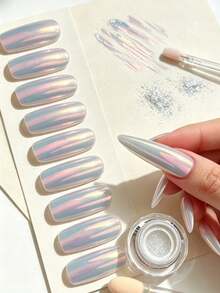 Shiny Mirror Aurora Nail Powder Glamorous Decorative Item Salon Professional Enthusiast DIY - With Applicator - Multicolor - View 2
