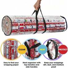 Multi-Color Wrapping Paper Storage Bag, Vertical Cylindrical Organizer With Transparent Window And Reinforced Handle, Waterproof And Dustproof Large Capacity, Suitable For Wrapping Paper, Ribbons, Bows And Handmade Crafts Ideal For Closet,Craft Room - Multicolor - View 10
