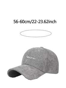12 Zodiac Signs Corduroy Baseball Cap, Adjustable Unisex Casual Hat, Perfect For Festival, Party, Daily Wear, Unisex Fashion Accessory Gift - Light Grey - View 2