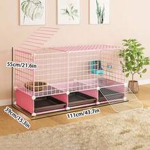 Large Indoor Rabbit Cage Home Nest Space New Style Anti-Urine Splash Automatic Waste Cleaning Rabbit Hutch - Multicolor - View 2