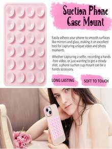 Silicone Suction Cup Phone Stand, Waterproof Adhesive Base, Compatible With Most Phones, Universal Selfie Video Ring Holder (Random Color & Style) - A - View 9