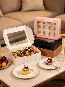 Multi-Color 12Holes Cupcake Boxes With Transparent Window, Foldable Paper Muffin Box With Insert, Bakery Packaging For Cupcakes, Muffins, Party Treats - View 5