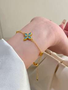 Clover Bracelet,Adjustable Chain,Zirconia Jewelry,Gold Plated Accessory,Stackable Women Gift - Multicolor - View 2