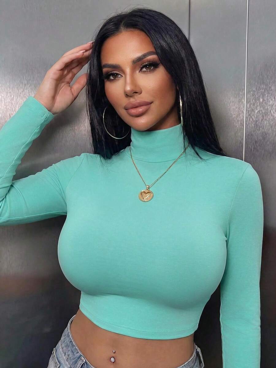 Women's Casual Solid Color Fitted Cropped Top, Daily Wear, Summer, Vacation