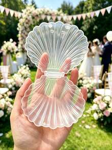 2/5/10pcs Transparent Shell-Shaped Plastic Storage Boxes, Decorative Style, Openable Small Jewelry Boxes, Wedding Ring And Earring Storage Containers, Party Favor Boxes, Desktop Mini Ornament Display, Handmade Small Item Storage - Multicolor - View 1