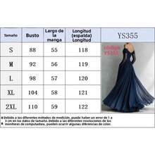Vestidos de Fiesta Elegantes Mujer Vestidos Elegantes Largos Vestido Bandeau Estilo Francés Occidental Manga Larga Cintura Alta Tul Falda Amplia Ajustado Elegante para Mujer - Azul Marino - Ver 4