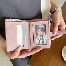 Minimalist Bifold Wallet With Buckle, Multiple Card Slots, Zippered Coin Pocket - Multicolor - View 5