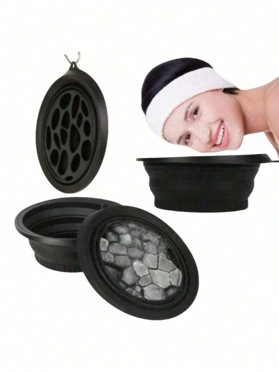 1 buah Bak Mandi Es untuk Penggunaan di Rumah, Perawatan Wajah, Baskom Lipat Silikon untuk Luar Ruangan, Peralatan Kecantikan, Ember Mandi Es - Desain Portabel Multifungsi, Cocok untuk Perjalanan, Berkemah, dan Penggunaan di Rumah, Tahan Lama dan Mudah Dibersihkan, Baskom Mandi Perjalanan | Desain Lipat - hitam - View 1