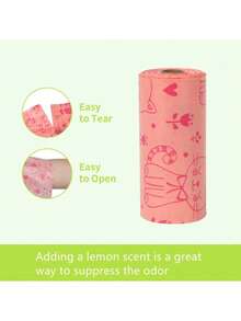 180pcs Cute Cat Print Pet Waste Bags, Lemon Scented Dog Poop Bags, Suitable For Daily Walks, Leak-Proof Easy-Tear Waste Disposal Bags - Multicolor - View 5