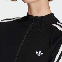 Adidas Originals Slim Fit Zip-Up Comfortable Black Long Sleeve Jacket Women's - Black - View 4