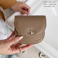 Half Moon Saddle Zipper Coin Purse, Twist Lock Lychee Grain Multi-Slot Card Holder - Multicolor - View 6