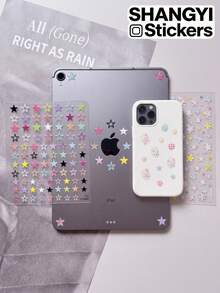 2 Styles Colorful Plaid Star Decorative Stickers, Fresh Contrast Color Minimalist Style, Suitable For Phone Cases, Tablets And Other Electronic Device Shells, Daily Items Surface Decoration - Decorative Stickers - View 1