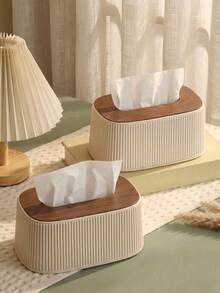 1pc Minimalist Striped Tissue Box – Large Size & High Capacity; Stylish "Insta-Worthy" Design; Home Decor; Suitable For Bathroom, Bedroom, Or Living Room; Great Gift For Friends. - View 7