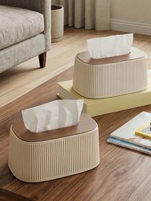 1pc Minimalist Striped Tissue Box – Large Size & High Capacity; Stylish "Insta-Worthy" Design; Home Decor; Suitable For Bathroom, Bedroom, Or Living Room; Great Gift For Friends. - View 6