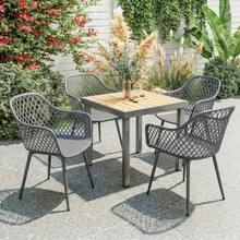 Set Of 4 Garden Chairs, UV-Resistant Plastic Chairs With Armrests And Backrest, 56 X 51 X 84, Dark Gray, For Outdoor Use. - 1 - View 7