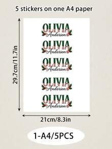 LICVIC Custom Christmas Name Sticker, Festive Plaid & Candy Cane Letter Decal, Personalized Christmas Labels Stickers, Customized Holiday Sticker, Christmas Gift, Customizable Christmas Decoration For Party Favors And Seasonal Gifts, Christmas Sticker - Style C - View 24