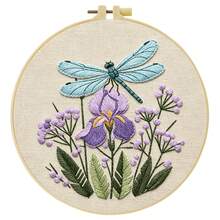 1PC 15*15cm/5.9*5.9in 20*20cm/7.9*7.9in,Dragonflies And Butterflies Embroidery Kit, DIY Handmade Embroidery Set For Adult Beginners, Home Gift, Women's Sewing Gift, Including User Manual, Printed Pattern Fabric, Embroidery Frame, Needle And Thread. - 15X15CM - View 16