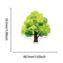 50Pcs Green Tree Sticker Kit, Tropical Palm,Leafy Shrub & Fruit‑Bearing Tree Waterproof Decals, For Art Diary, Scrap Album, Tumbler, Laptop, Phone Shell, Fresh Natural‑Style Embellishment, Nature‑Lovers Handout Treats - Irregular Shape - View 3