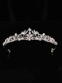 1 Luxury High-End Exquisite Fashion Rhinestone Ball Crown Headband... - Silver - View 2