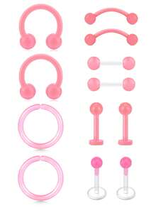 CIZME Mix Style 16G Colorful Clear Piercing Retainer Flexible Bioflex Plastic Piercing For Work Surgery Lip Nose Stud Eyebrow Tongue Earring Industrial - 12pcs/set - View 10
