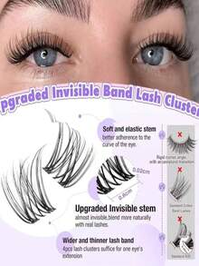 120 Clusters Invisible Band Lash Cluster Set Wispy Natural Lash Extension Kit DIY Lash Extension Kit C Curl 10-16mm Lash Clusters Individual Lash Set - C - View 4