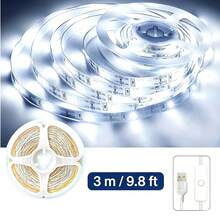 White & Warm White USB LED Light Strip, Indoor Background LED Lights With Push Button Controller, Easy Installation For Living Room, Holiday Party Home Decor - Multicolor - View 11