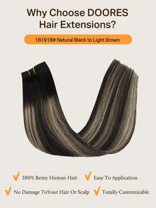 DOORES 4pcs Clip-In Hair Extensions Straight 100% Virgin Human Hair Double Weft Invisible Soft Mini Hair Pieces Suitable For Thin Hair 3 Minutes Quick Wear - S1B/19/1B - View 6
