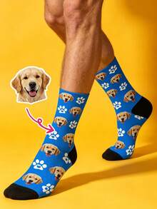 1 Pasang Kaos Kaki Kustom dengan Foto Wajah Bebas, Motif Hati, untuk Pat, Kucing dan Anak Anjing, Hadiah Terbaik untuk Teman - MultiWarna - View 5