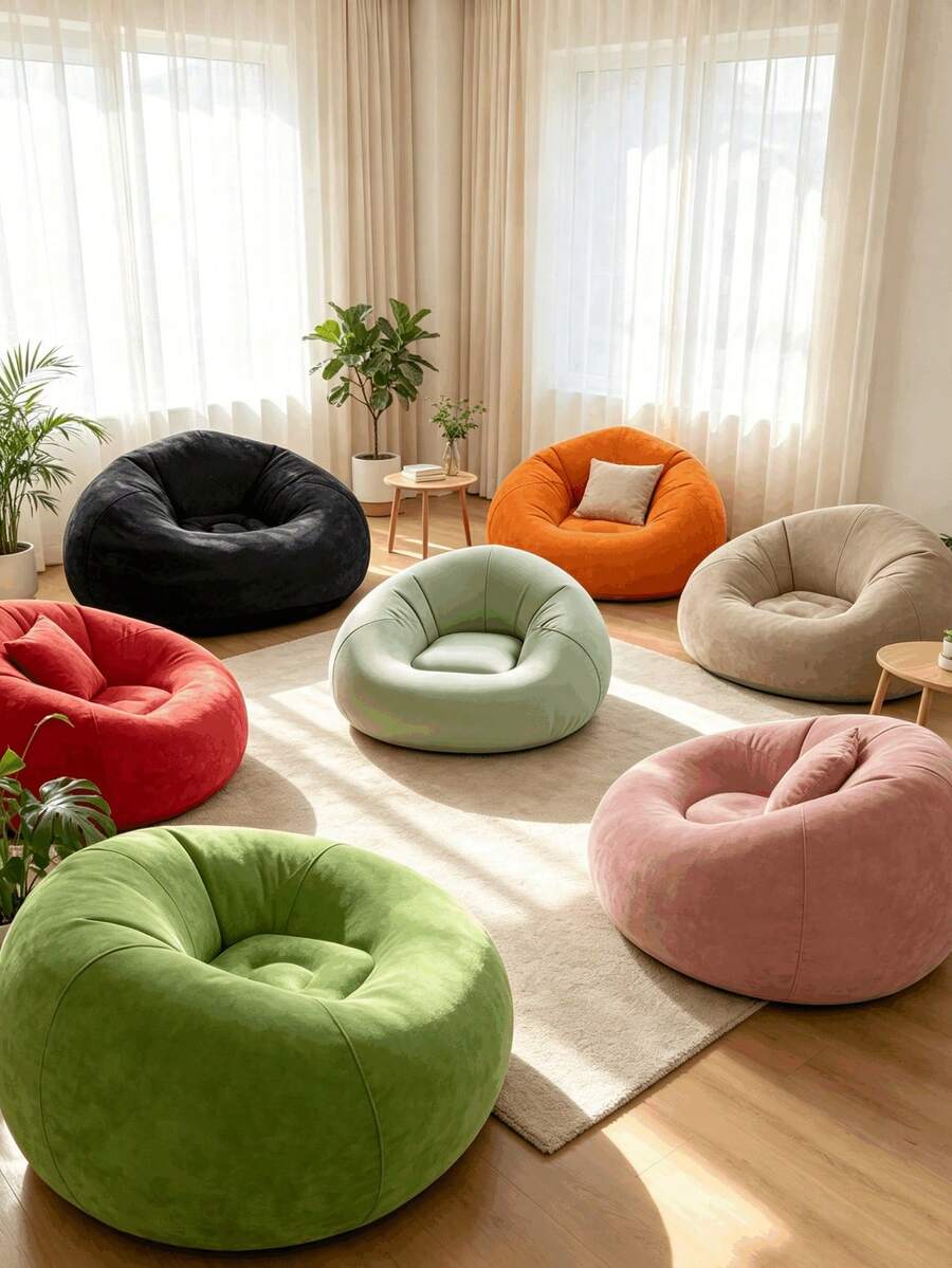 1pc Inflatable Slouchy Chair, Portable Foldable Slouchy Sofa With Soft Brush, No Assembly Required, Suitable For Indoor/Outdoor, Camping And Home Leisure Use - Camping Inflatable Sofa - View 1