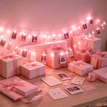 Pink LED Photo Clip Fairy String Lights With 15 Picture Clips, Indoor Wall Photo Display Lamp, Bedroom Christmas Tree Holiday Party Ambient Decor Light - Photo Clip Light - View 7