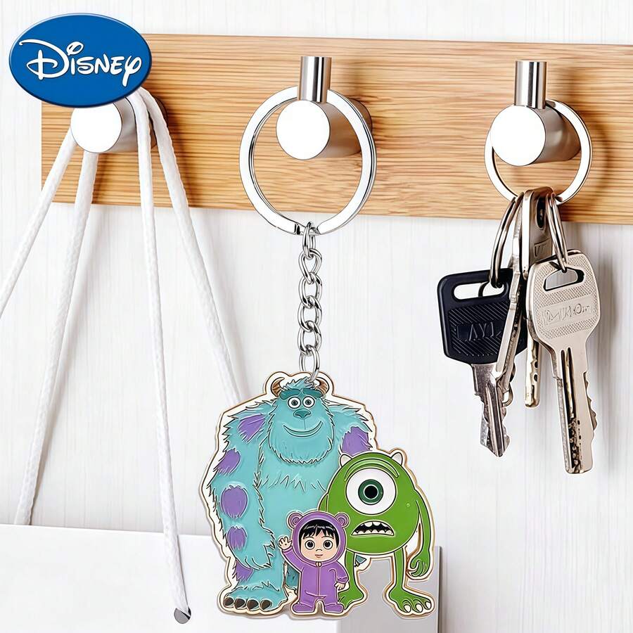 Disney Monster Family Cartoon Pattern Acrylic Pendant With Chain, Suitable For Bags, Keys And Car Keys, Travel Accessory Gift, Cute Floral Keychain Design, Smooth Surface, Keychain, Decorative Keychain, Cartoon Keychain, Christmas Gift, Fan Gift, 2D Flat Gift, Holiday Gift, Home Decor, Halloween Gift, Christmas Gift - Multicolor - View 1