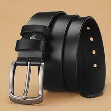 Men's Buckle Belt, Versatile Belt Suitable For Various Pant Styles, Fashionable Leather Belt, Men's Clothing Accessory, Durable Alloy Buckle, Suitable As A Gift - Black - View 5