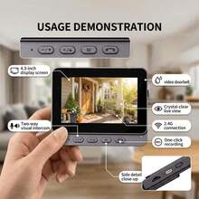 Cámara de timbre inteligente inalámbrica con pantalla de 4.3 pulgadas sin necesidad de WiFi audio bidireccional visión nocturna sistema de intercomunicador para el hogar - Ver 6