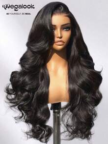 MEGALOOK Upgraded 13x6 Glueless Body Wave Wig, Drawstring, 100% Human Hair, Pre-Cut Ear To Ear Lace, Pre-Bleached Knots, Transparent Lace, Pre-Plucked Hairline, 180% Density, Beginner Friendly - SNatural - View 2
