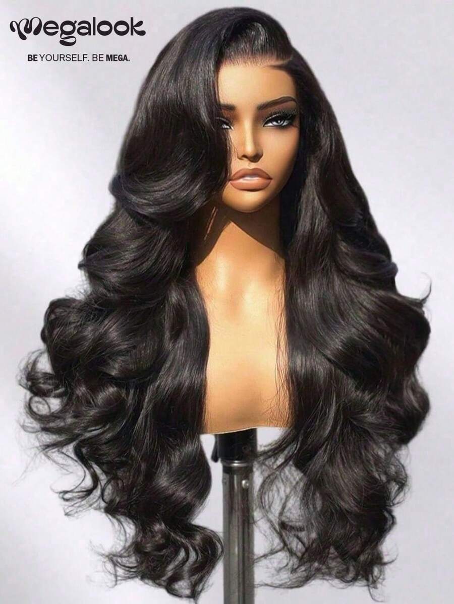 MEGALOOK Upgraded 13x6 Glueless Body Wave Wig, Drawstring, 100% Human Hair, Pre-Cut Ear To Ear Lace, Pre-Bleached Knots, Transparent Lace, Pre-Plucked Hairline, 180% Density, Beginner Friendly