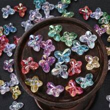 30pcs AB Color Acrylic Butterfly Beads With Glitter Transparent Faceted Butterfly Loose Spacer Beads For Jewelry Making DIY Bracelet Necklace Earring - Butterfly - View 7
