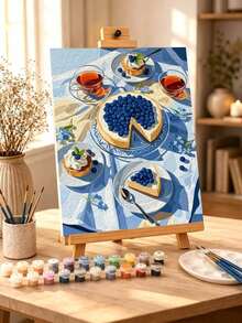 DIY Blueberry Cheesecake Afternoon Tea (Frameless Or Framed 8x12 / 16x20 Inches) Paint By Numbers Kit(Acrylic) Arts & Crafts For Adult Beginners, Home Wall Decor, And Holiday Gifts - Sets - View 1