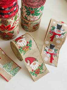 1pc Burlap Christmas Ribbon Christmas Tree Garland Decoration Ribbon Woven Tape Party Supplies Atmosphere Decor Colorful Ribbon - Multicolor - View 6