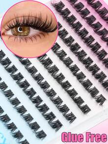120 Clusters Self-Adhesive Lash Clusters, No Glue Needed DIY Individual Eyelashes, Fluffy Wispy Mixed Length 10-18mm Lash Extensions, Soft Lightweight Natural Voluminous Look, Easy Application For Beginners, Daily Makeup, False Eyelashes - D - View 8