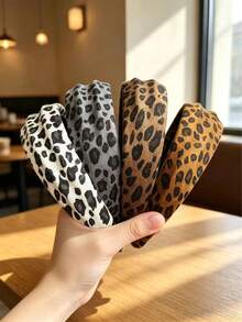 4PCS/1pc Fashionable New Maillard Vintage Leopard Print Wide Textured Fabric Headband, Autumn/Winter Versatile Non-Slip Hair Accessory For Women, Daily Commute Minimalist Hair Accessory - Multicolor - View 7