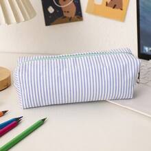 1pc - Striped Color Block Pattern Pencil Case, Smooth Zipper, Large Capacity Stationery Storage Bag, Portable Fashion Student Supplies, School Essential, Student Pencil Box, Christmas Gift, Holiday Gift - Multiple Styles - View 10