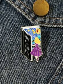 1pc Cartoon Starry Sky Princess Style Enamel Brooch, European Alloy Geometric Badge, Fashion Clothing Decorative Pin - Multicolor - View 2