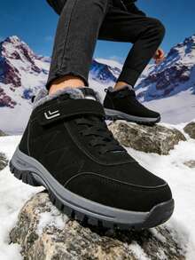 Women's Snow Boots, Thermal Lining Thickened Fur Interior, Non-Slip Rubber Sole, Rain & Snow Outdoor Cold Weather Boots For Men & Women - Black - View 6