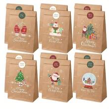 6pcs Christmas Candy Paper Gift Bags, Holiday Accessory Storage Bags, Suitable For New Year Gift Packaging - A - View 7
